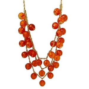 KATE SPADE 2009 Holiday Collection Layered Citrine Orange Vintage Bead Necklace